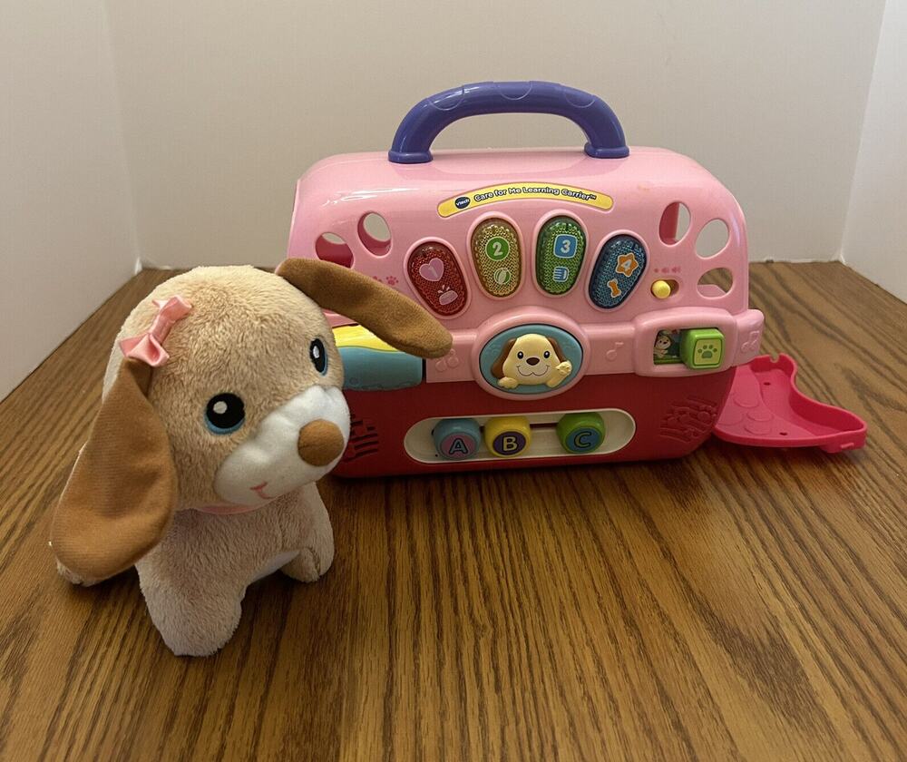 VTech Care For Me Learning Pet Carrier, Pink. Lights Sounds Interactive w/Dog